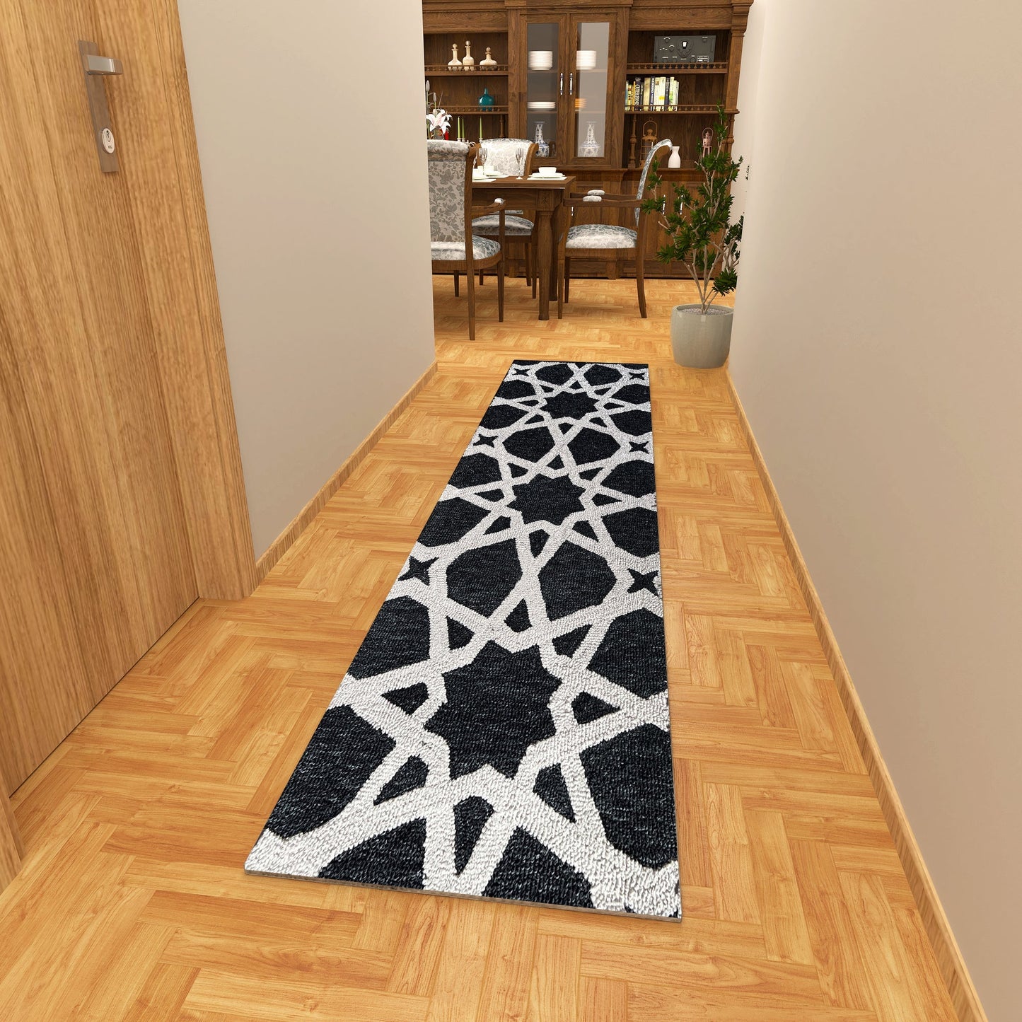 Premium Hand-Tufted Rug Made of 100% Wool - Ash Zellig - 2x8 Feet