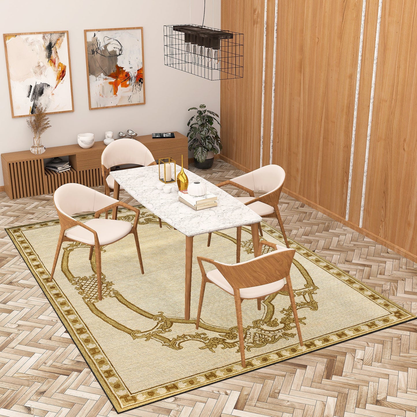 Premium Hand-Tufted Rug Made of 100% Wool - Augustan Gold - 9x12 Feet