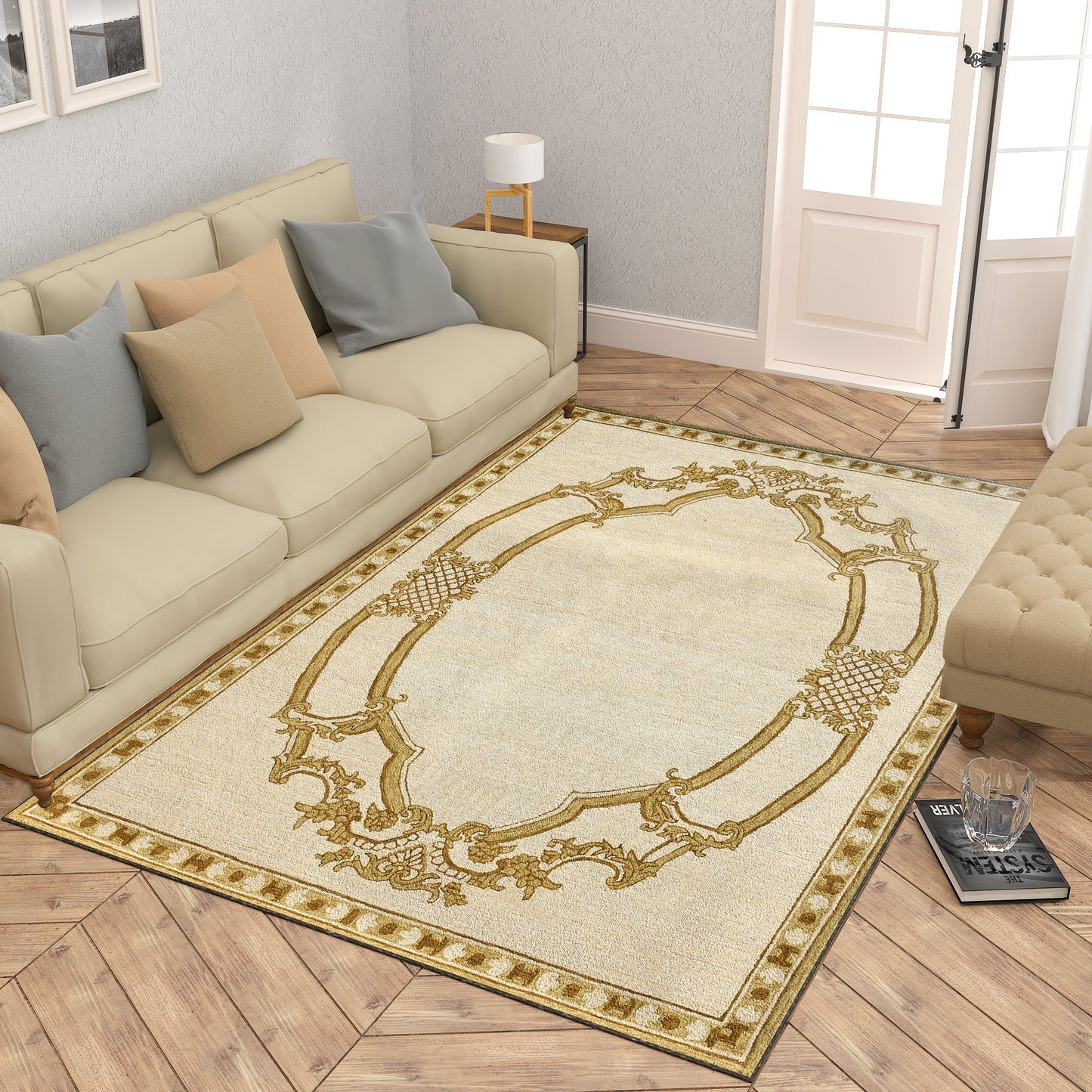 Premium Hand-Tufted Rug Made of 100% Wool - Augustan Gold - 5x8 Feet