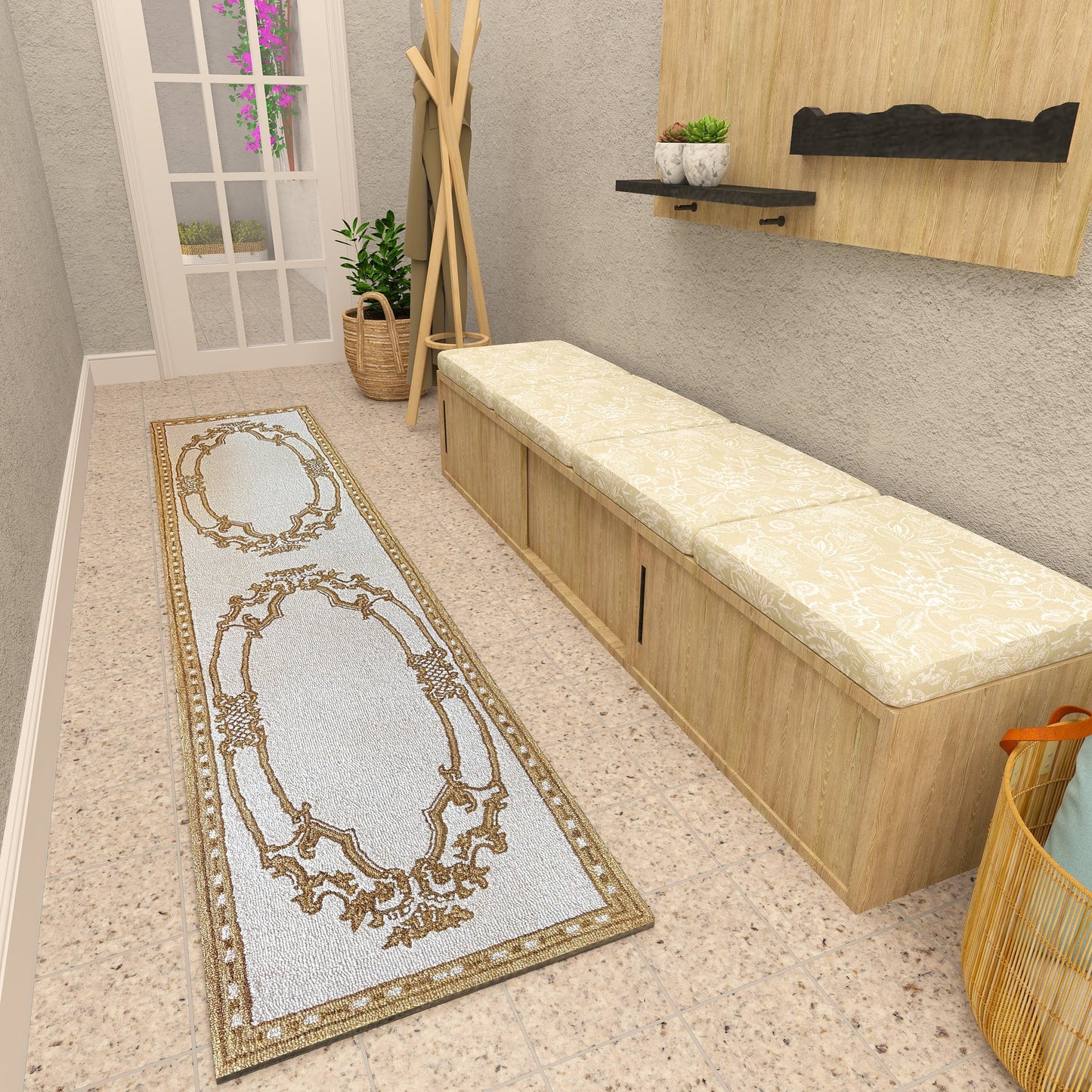 Premium Hand-Tufted Rug Made of 100% Wool - Augustan Gold - 2x8 Feet