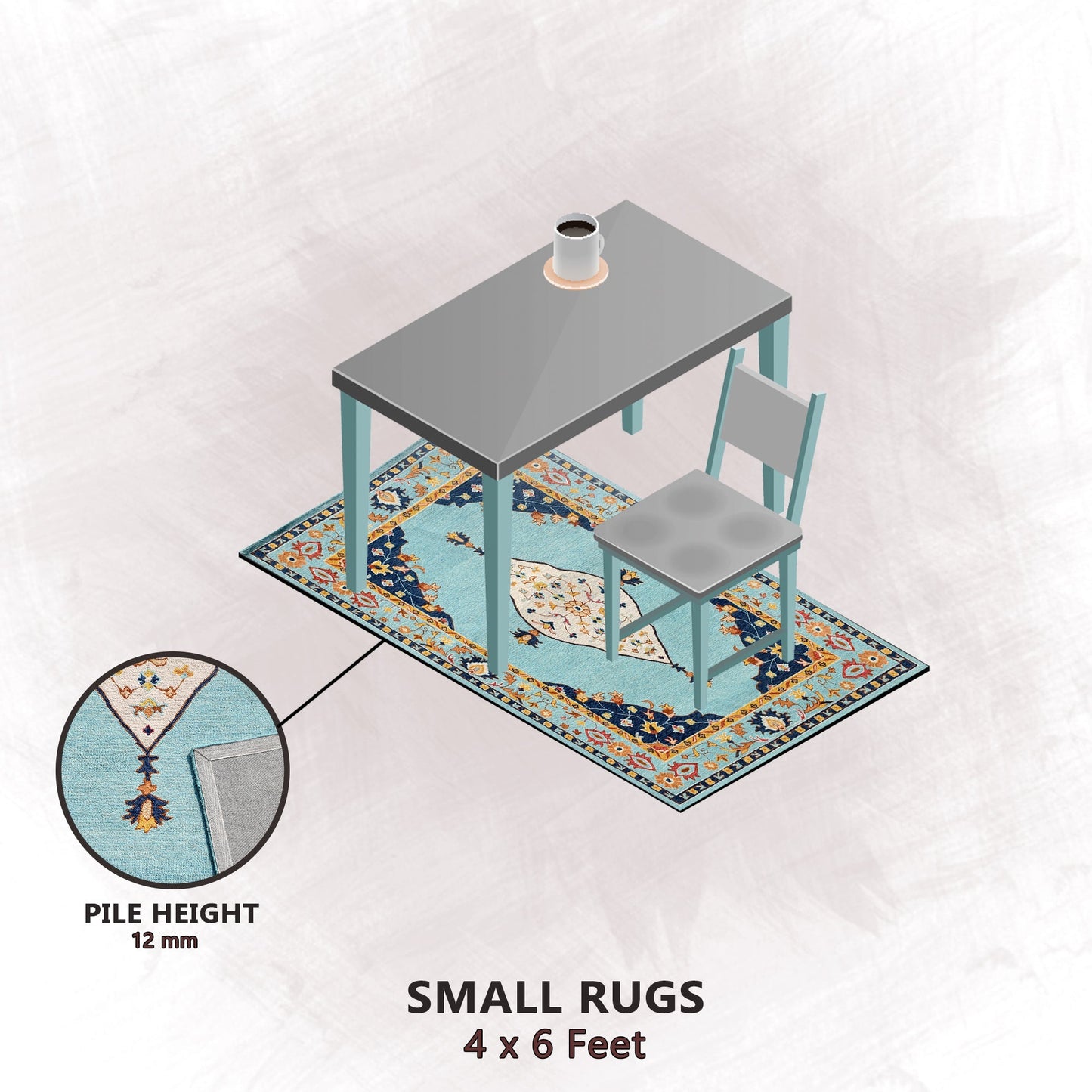 Premium Hand-Tufted Rug Made of 100% Wool - Aydin Sky - 4x6 Feet