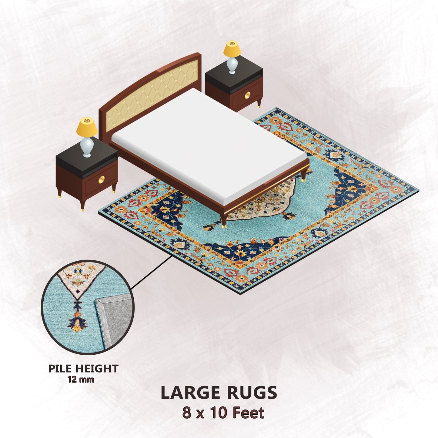 Premium Hand-Tufted Rug Made of 100% Wool - Aydin Sky - 8x10 Feet