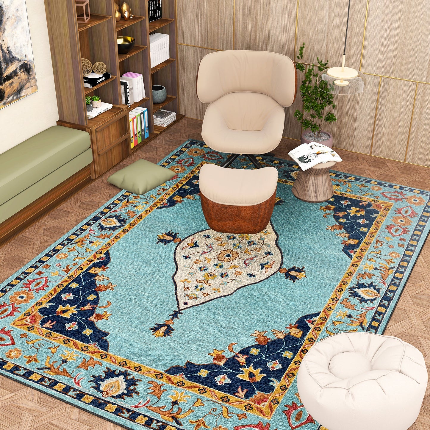 Premium Hand-Tufted Rug Made of 100% Wool - Aydin Sky - 8x10 Feet