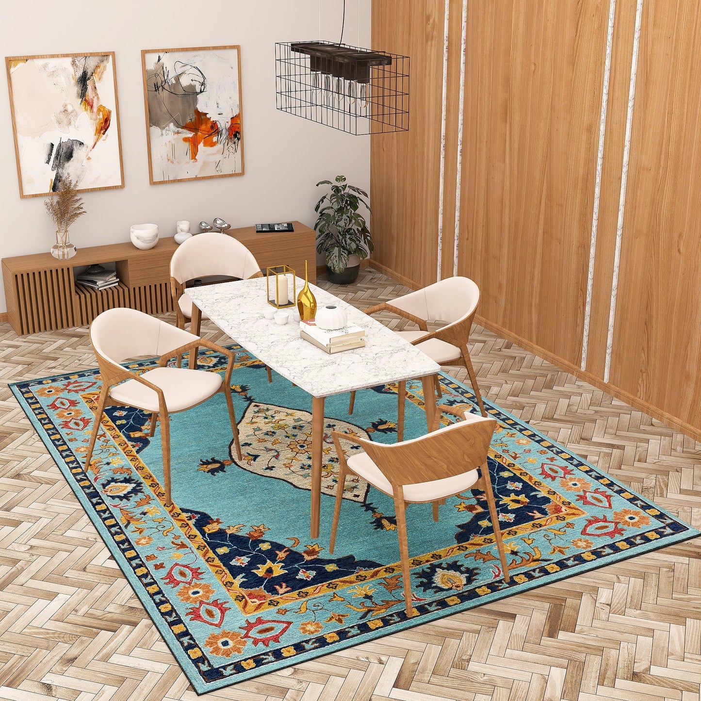 Premium Hand-Tufted Rug Made of 100% Wool - Aydin Sky - 8x10 Feet