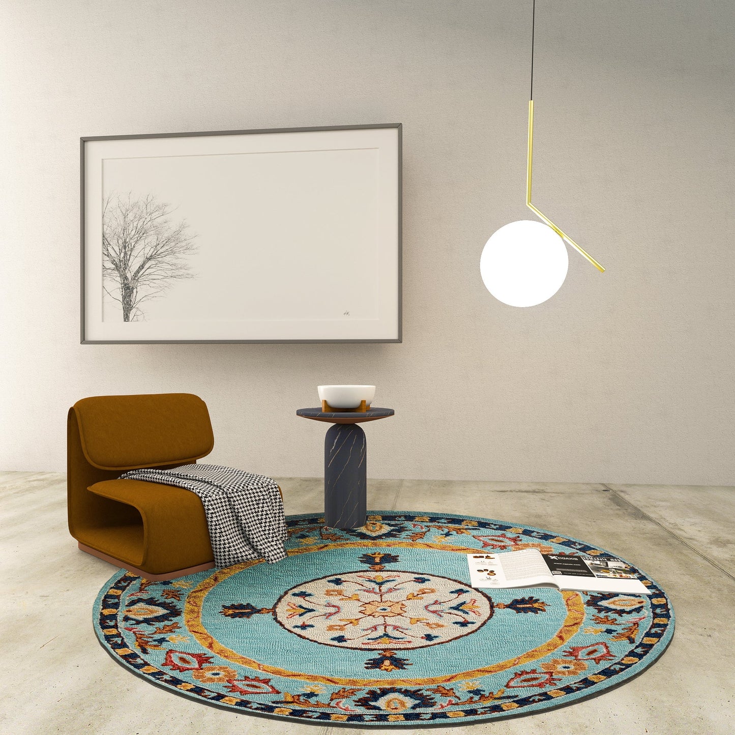 Premium Hand-Tufted Rug Made of 100% Wool - Aydin Sky - 5x5 Feet