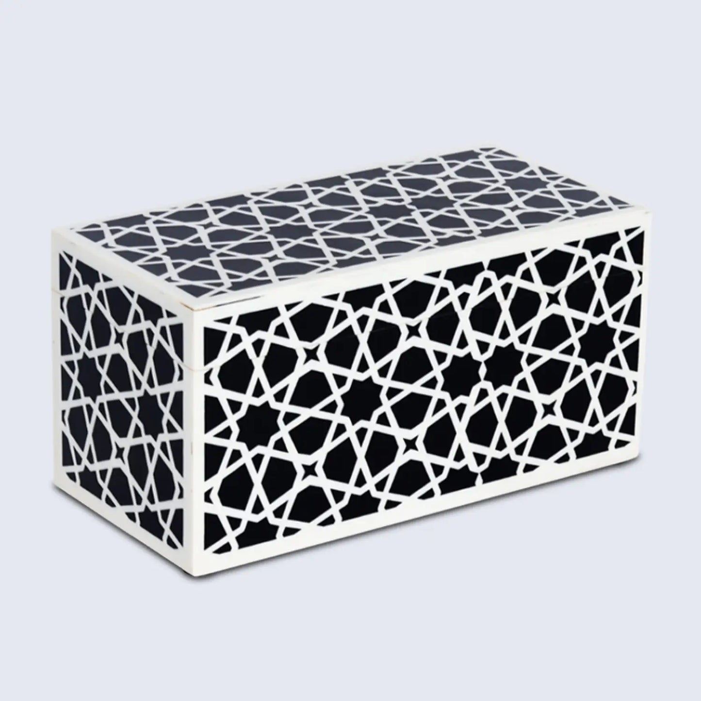 Decorative Boxes Zellij Pattern Resin Inlay Collection in 7 Sizes, Black & White