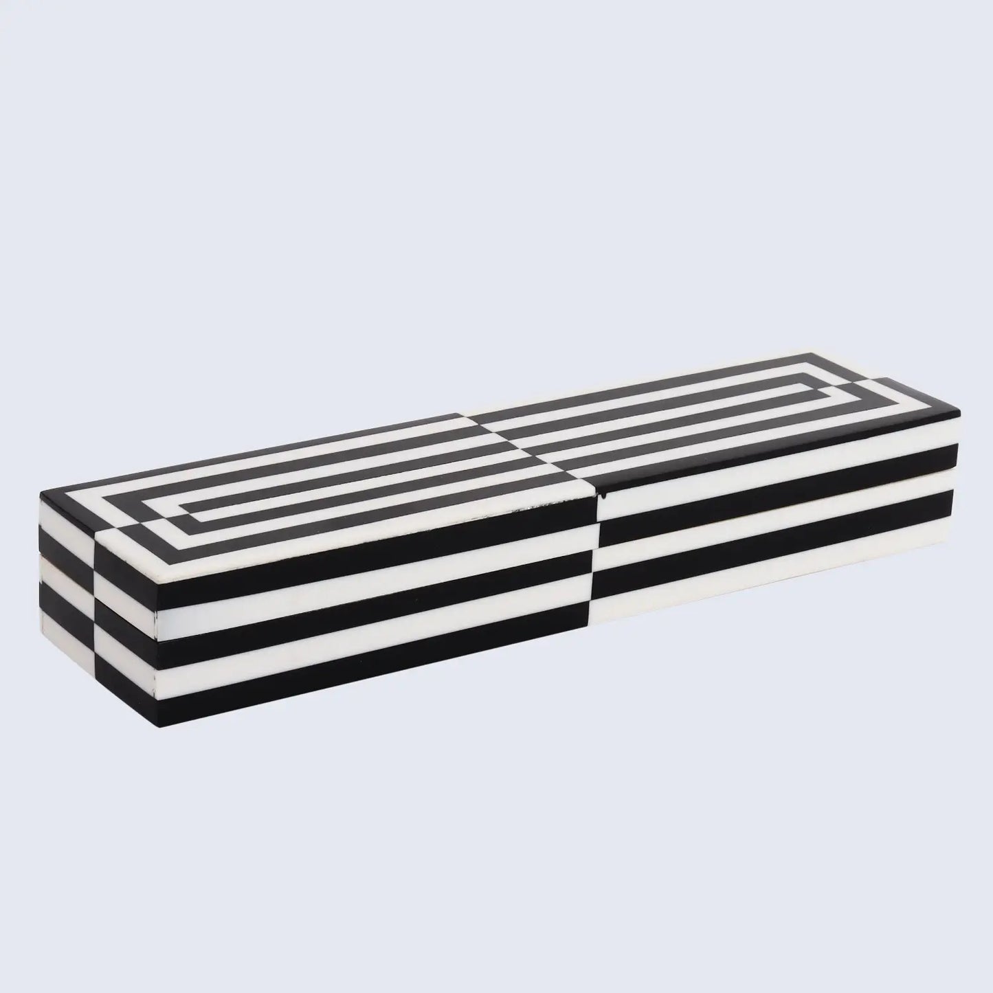 Decorative Boxes Puzzle Slide Pattern Resin Inlay Collection in 7 Sizes, Black & White