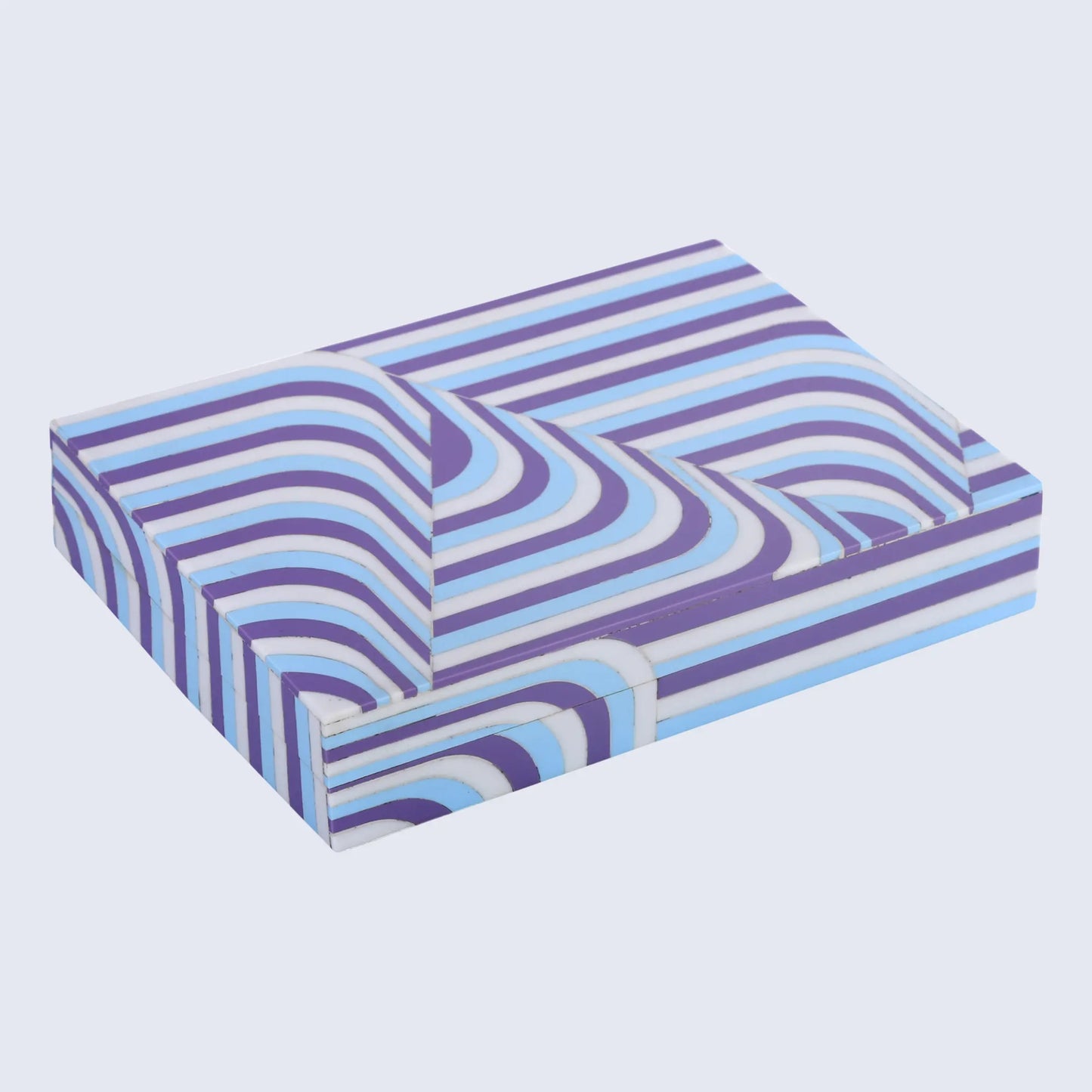 Decorative Box Carnaby Hip Pattern Resin Inlay Collection 8 x 6 x 1.5 inch