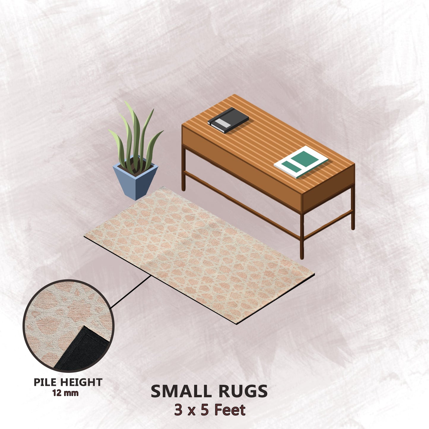 Premium Hand-Tufted Rug Made of 100% Wool - Blush Zellig - 3x5 Feet
