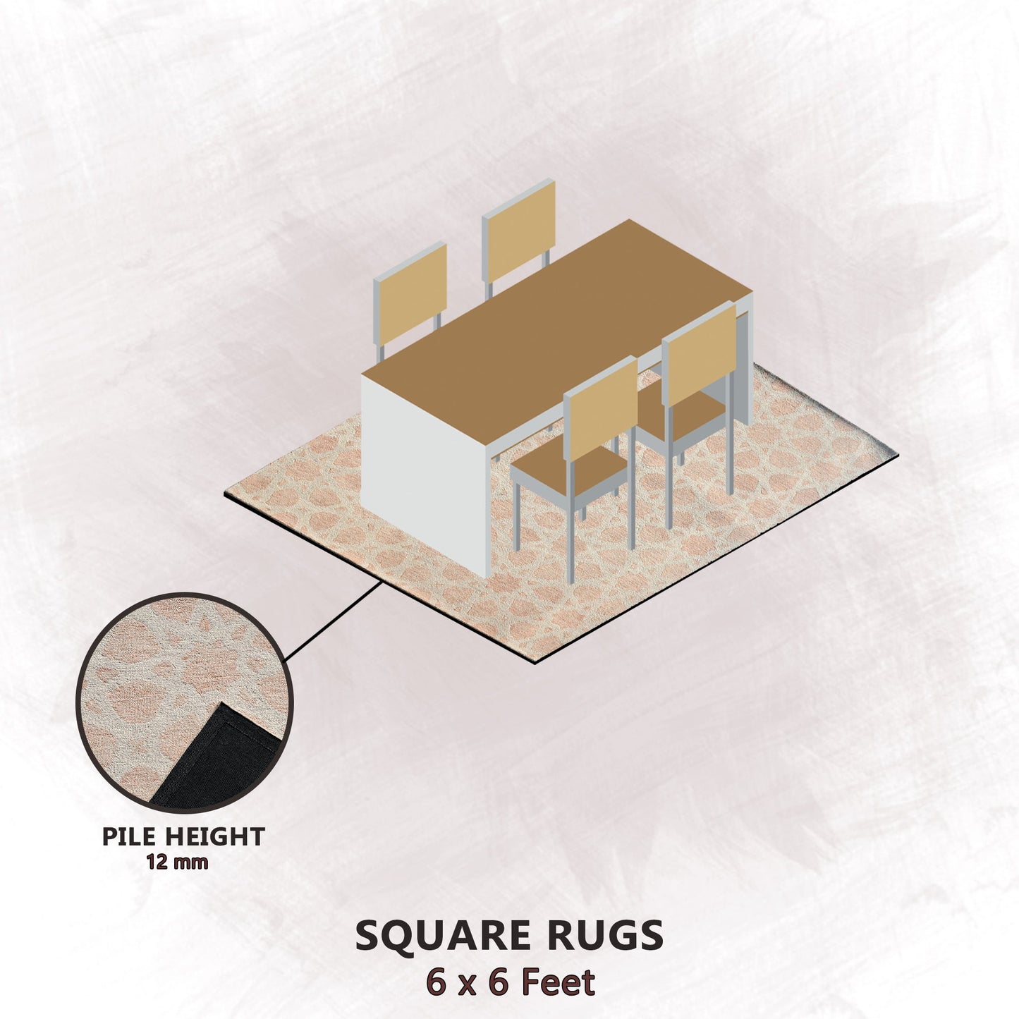 Premium Hand-Tufted Rug Made of 100% Wool - Blush Zellig - 6x6 Feet