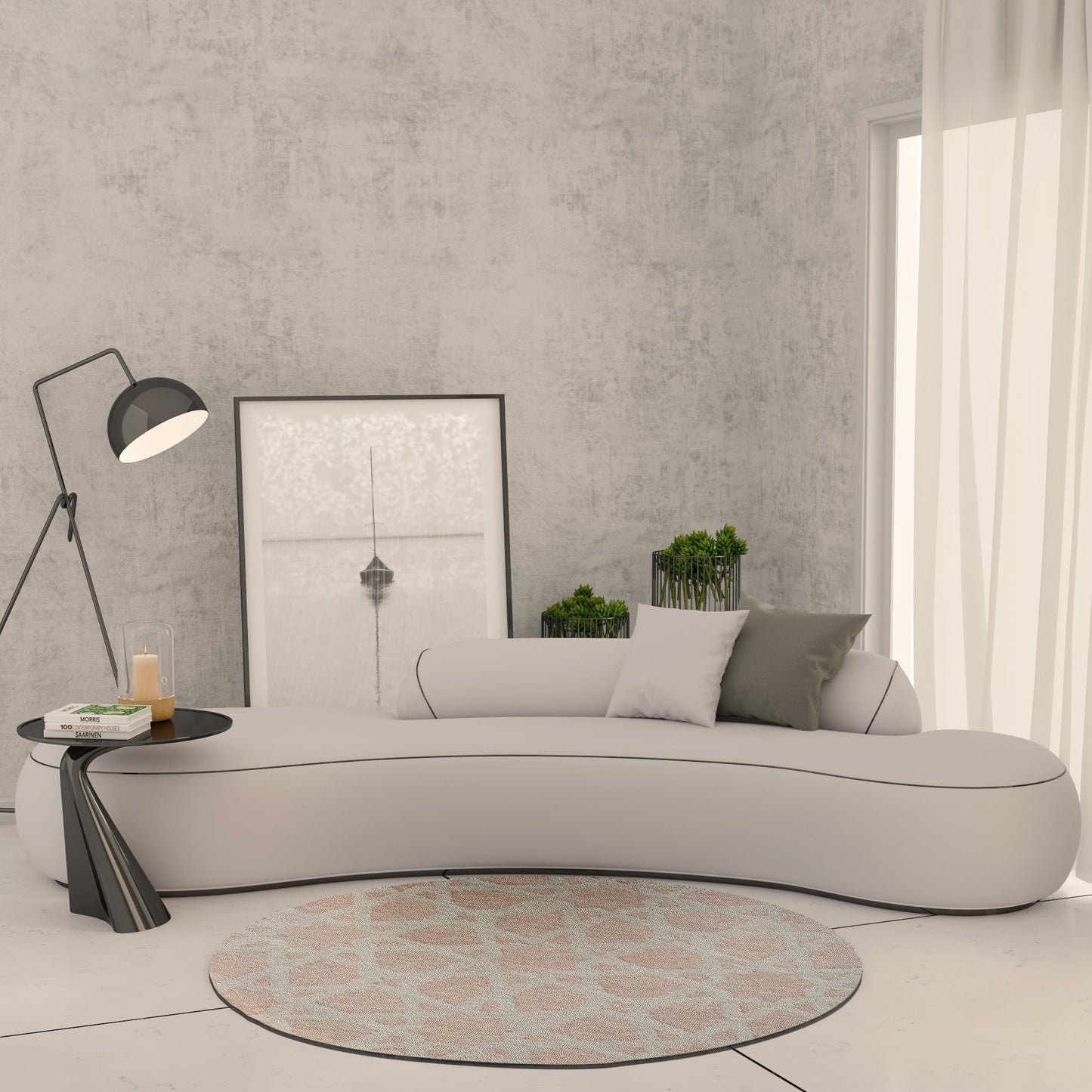 Premium Hand-Tufted Rug Made of 100% Wool - Blush Zellig - 5x5 Feet