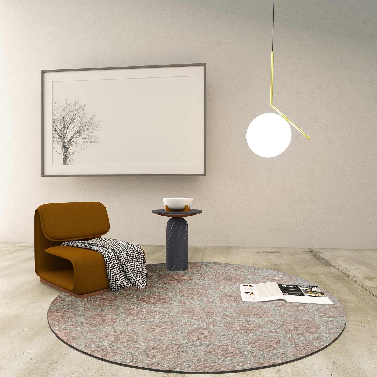 Premium Hand-Tufted Rug Made of 100% Wool - Blush Zellig - 5x5 Feet