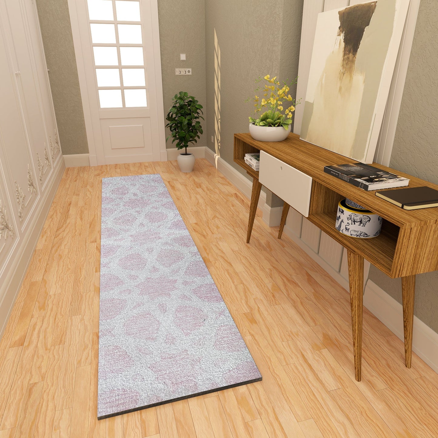 Premium Hand-Tufted Rug Made of 100% Wool - Blush Zellig - 2x8 Feet