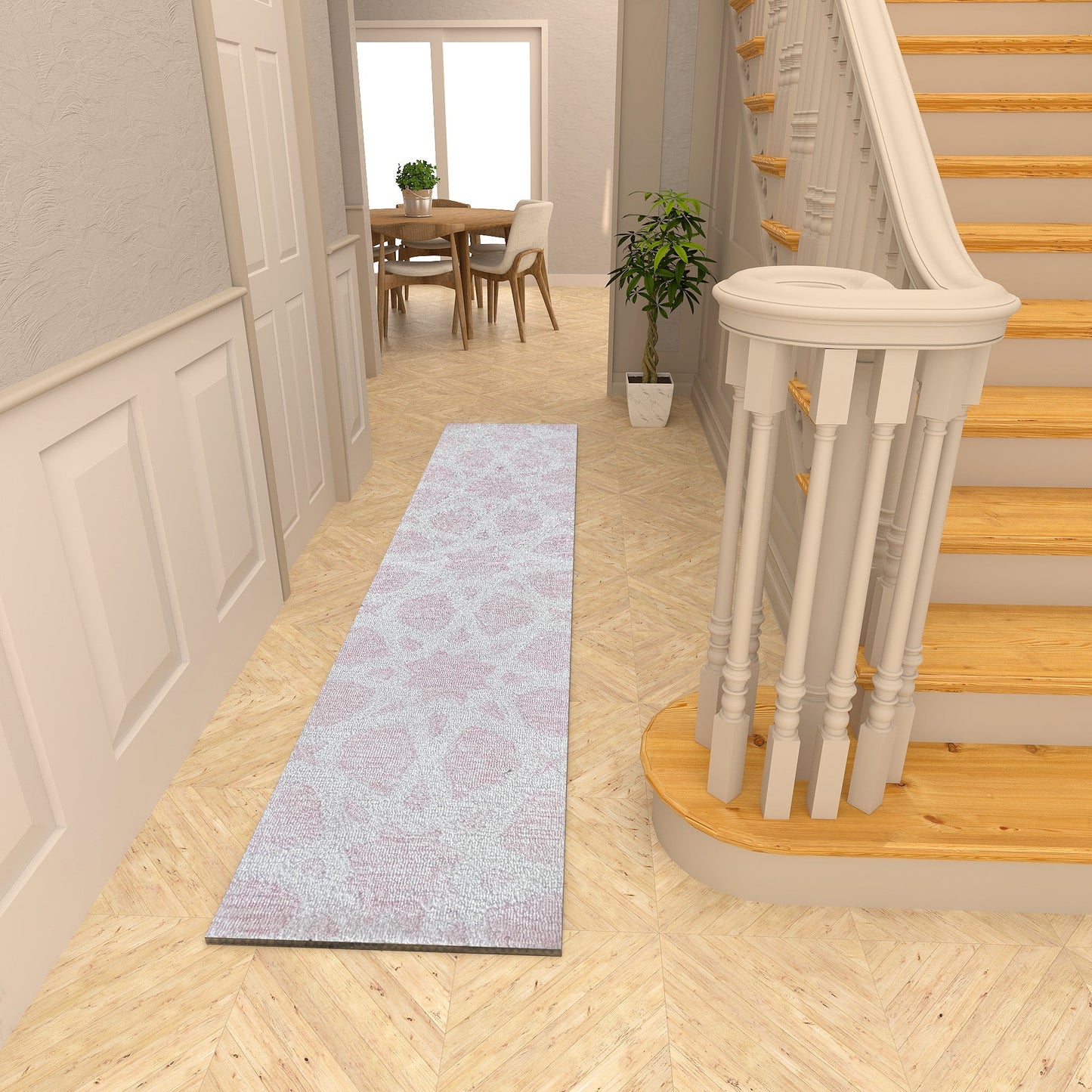 Premium Hand-Tufted Rug Made of 100% Wool - Blush Zellig - 2x10 Feet