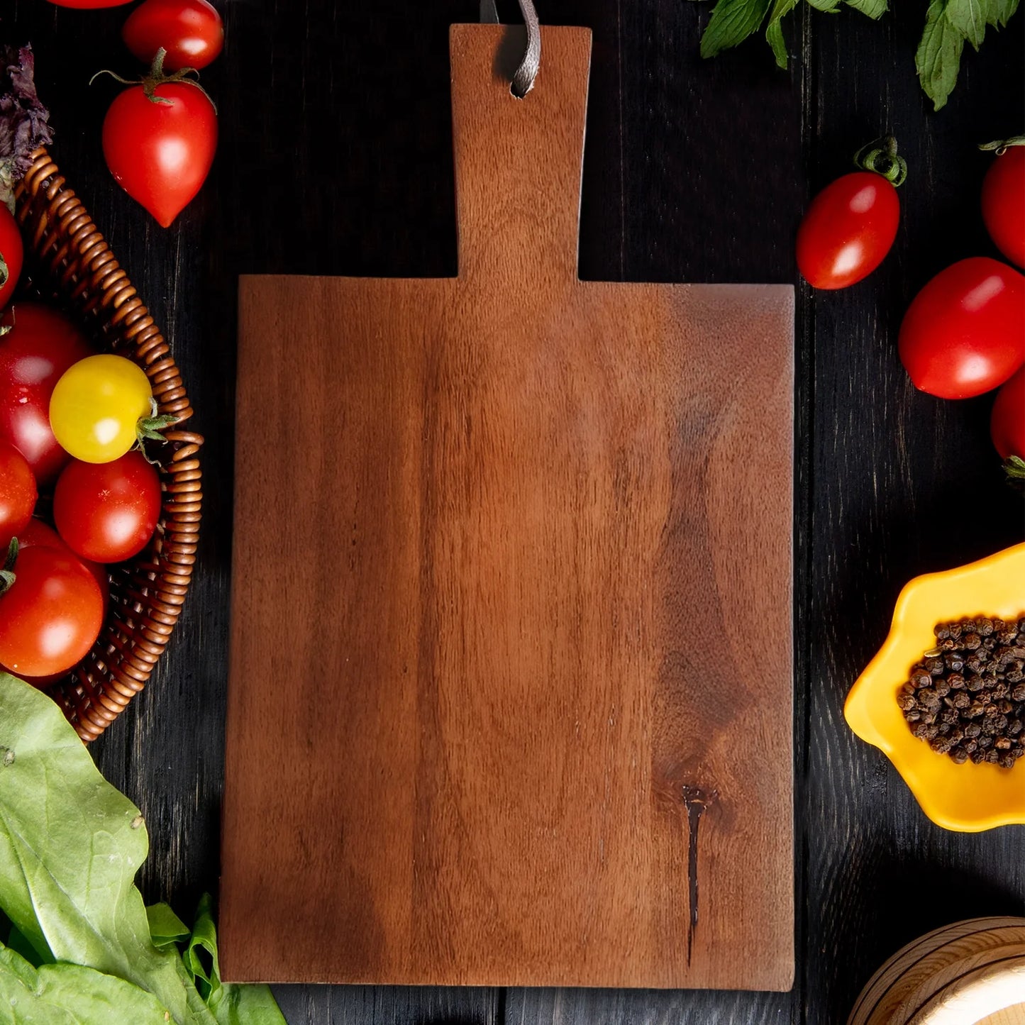 Chopping Board Centered Paddle Handle –Wood, in 16.5x10"
