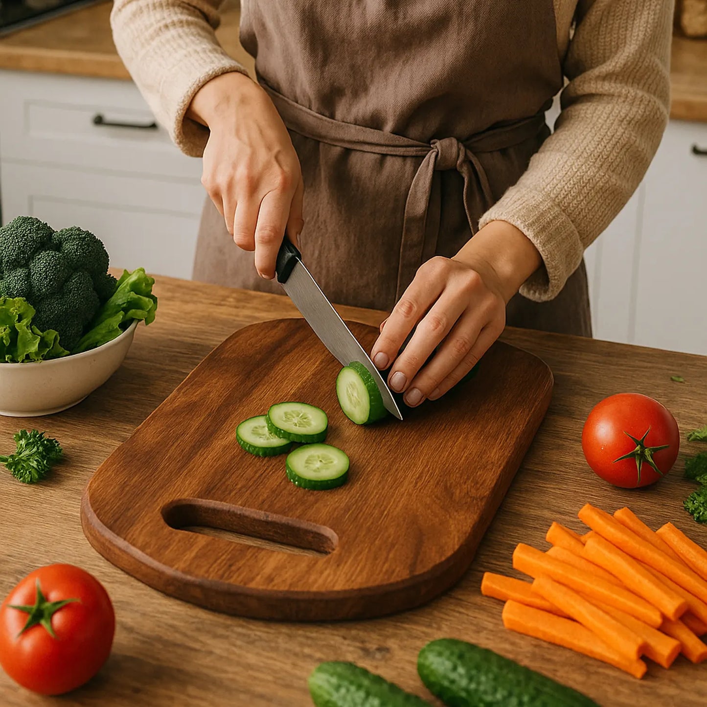 Chopping Board Semi-Circle Top - Wood, in 15.25x9.25"