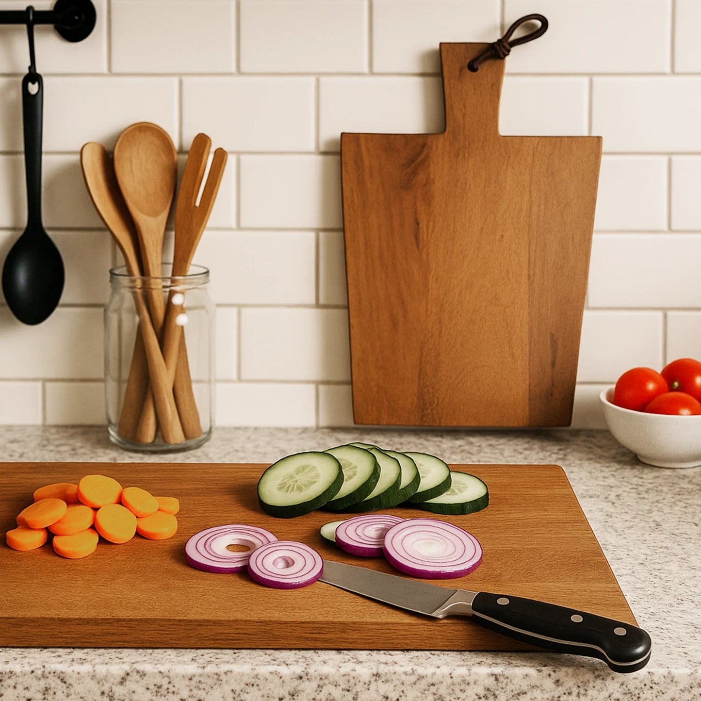 Chopping Board Trapezoid Handle –Wood, in 16.5x10"