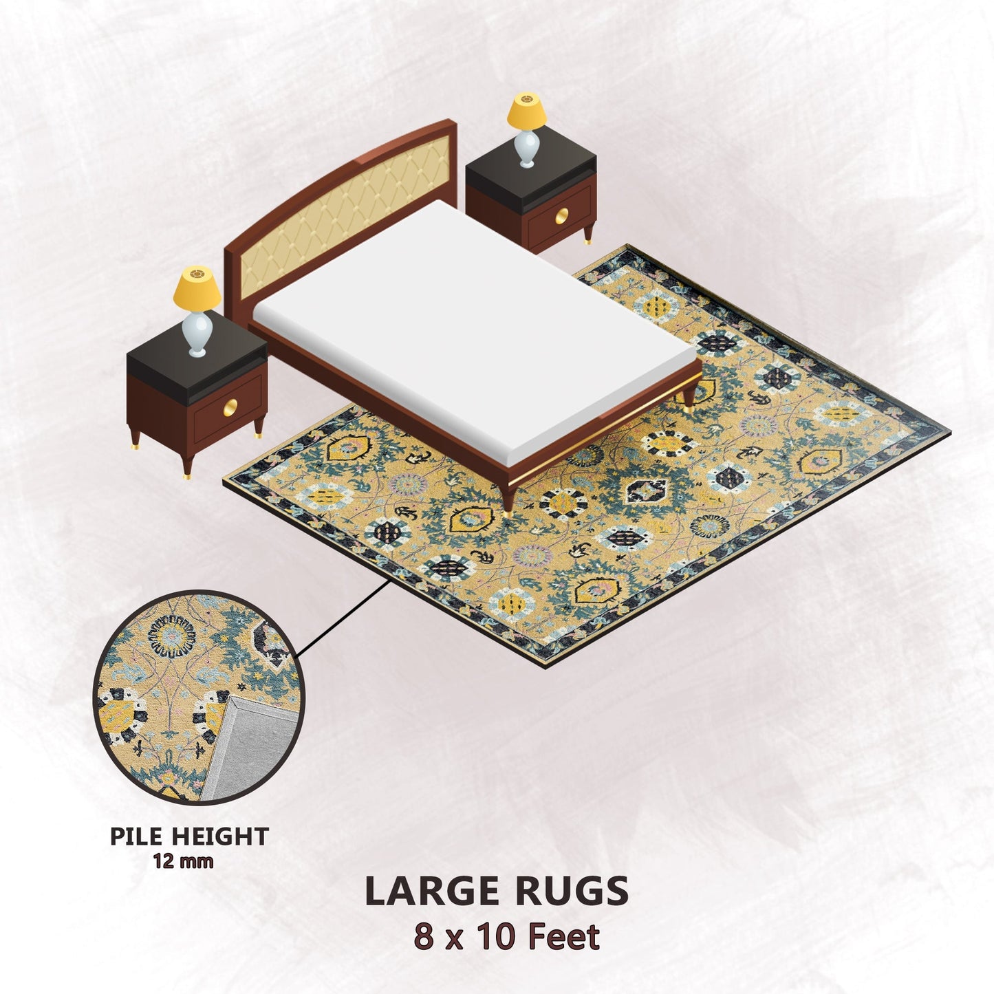 Premium Hand-Tufted Rug Made of 100% Wool - Cankiri Garden - 8x10 Feet