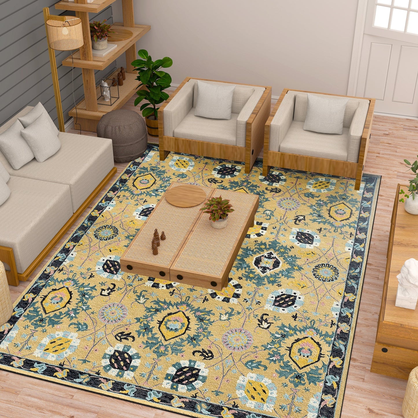 Premium Hand-Tufted Rug Made of 100% Wool - Cankiri Garden - 8x10 Feet