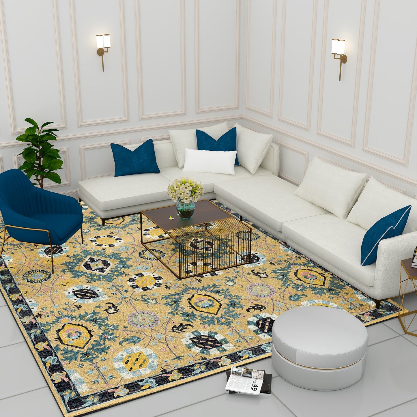 Premium Hand-Tufted Rug Made of 100% Wool - Cankiri Garden - 8x10 Feet