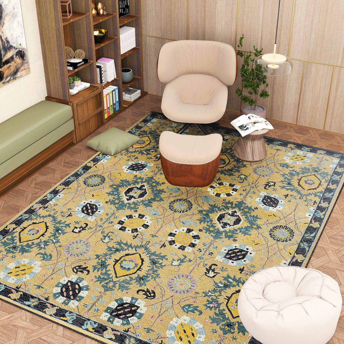 Premium Hand-Tufted Rug Made of 100% Wool - Cankiri Garden - 8x10 Feet
