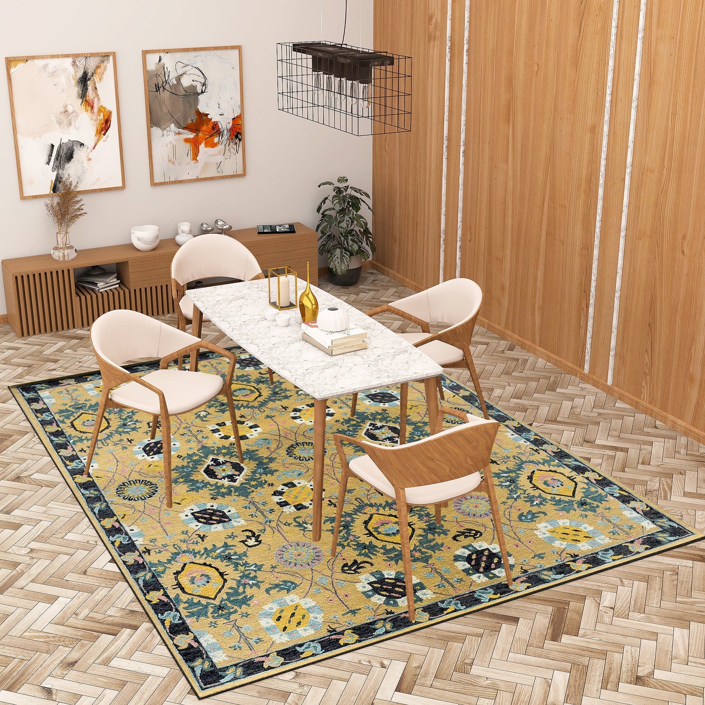 Premium Hand-Tufted Rug Made of 100% Wool - Cankiri Garden - 8x10 Feet