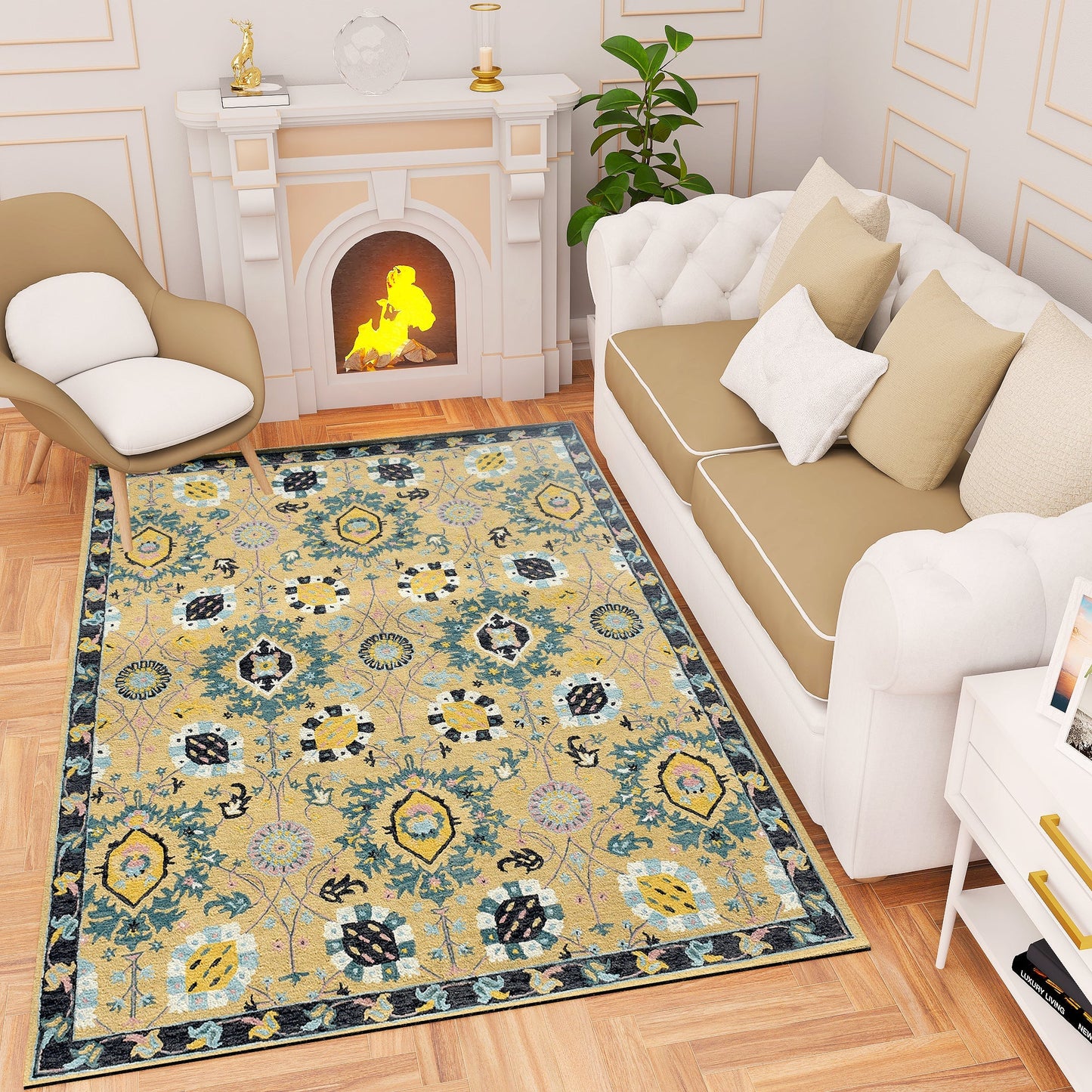 Premium Hand-Tufted Rug Made of 100% Wool - Cankiri Garden - 3x5 Feet