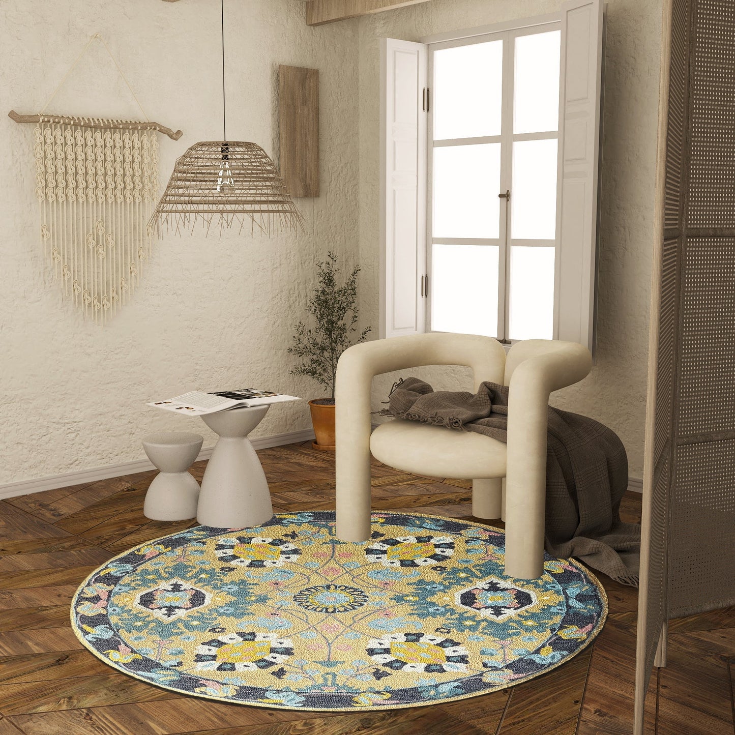 Premium Hand-Tufted Rug Made of 100% Wool - Cankiri Garden - 5x5 Feet