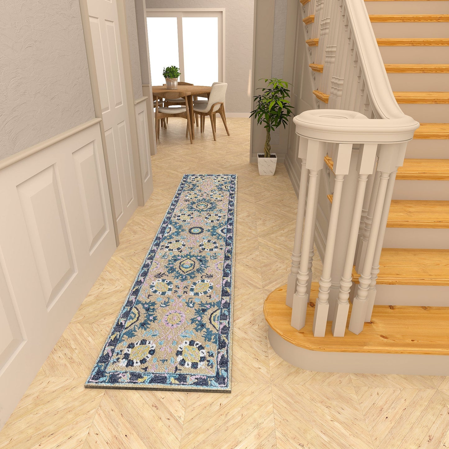 Premium Hand-Tufted Rug Made of 100% Wool - Cankiri Garden - 2x6 Feet