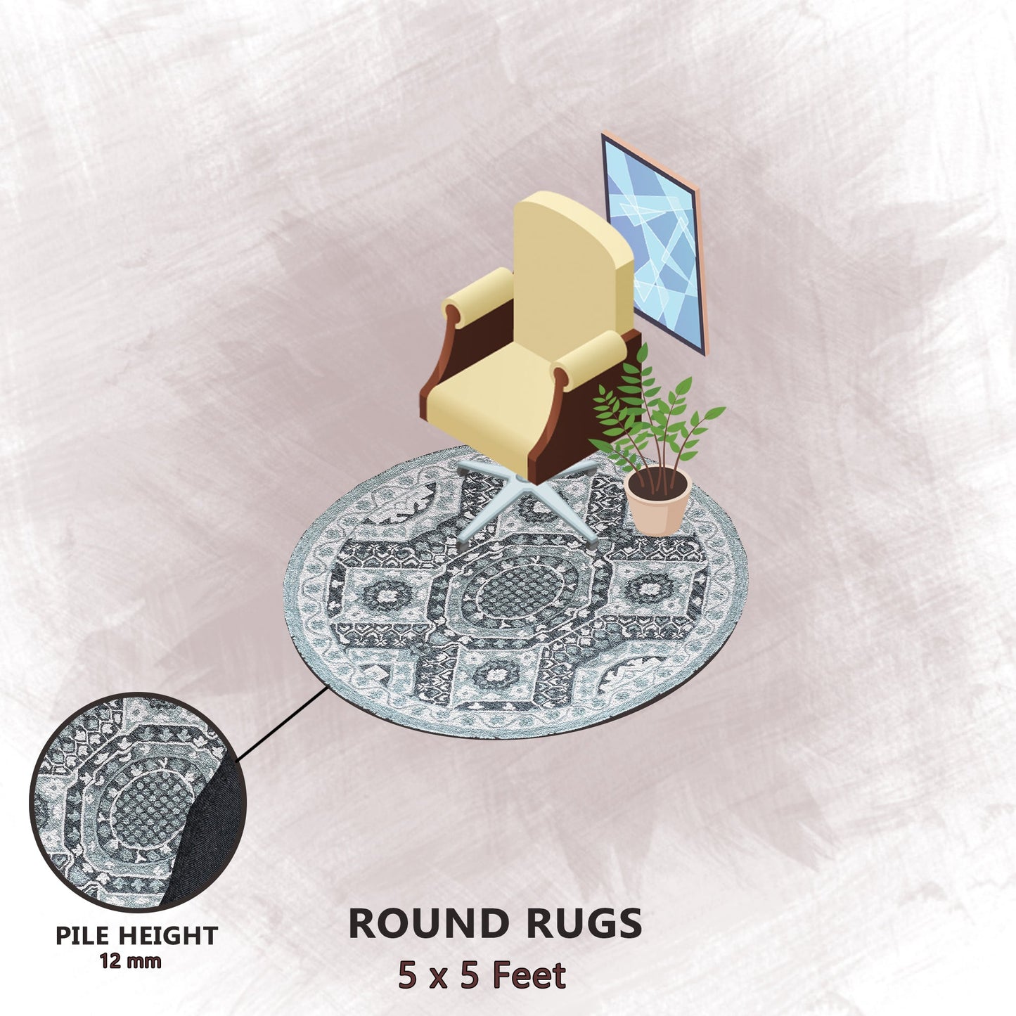 Premium Hand-Tufted Rug Made of 100% Wool - Castilo - 5x5 Feet