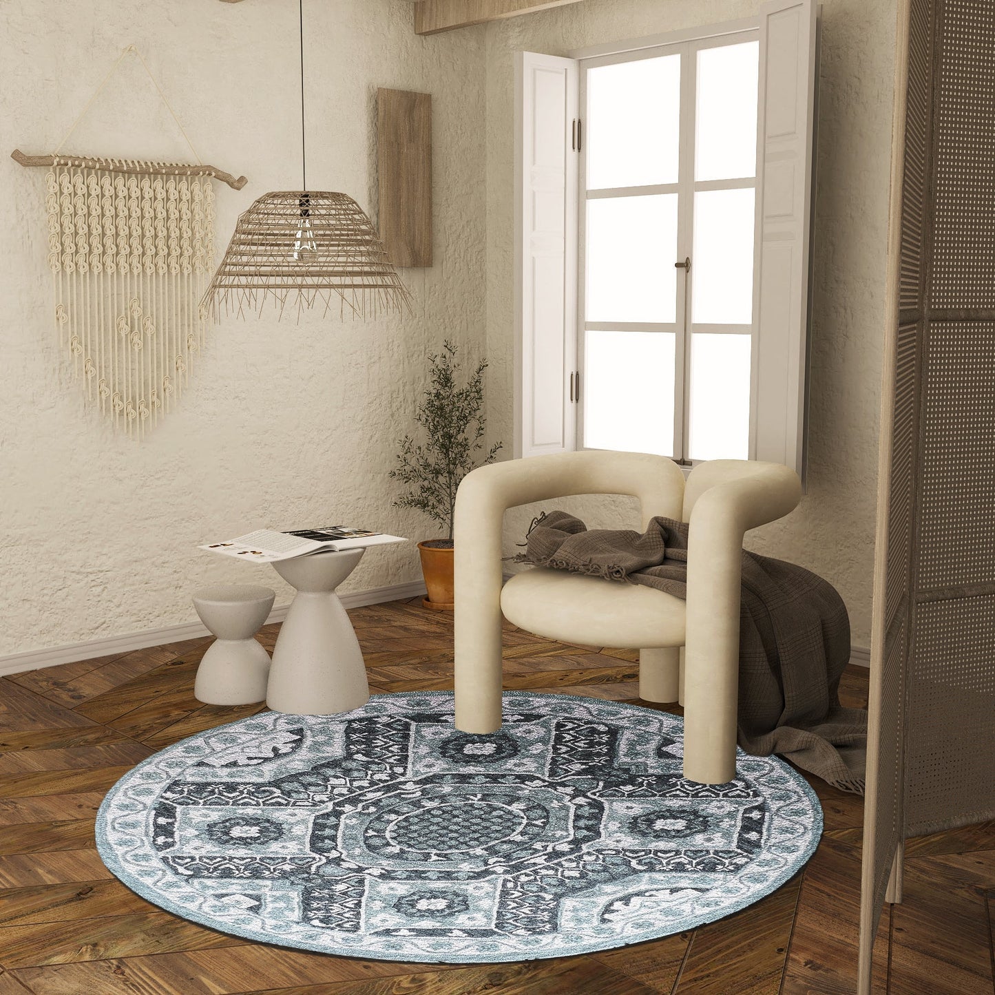 Premium Hand-Tufted Rug Made of 100% Wool - Castilo - 5x5 Feet