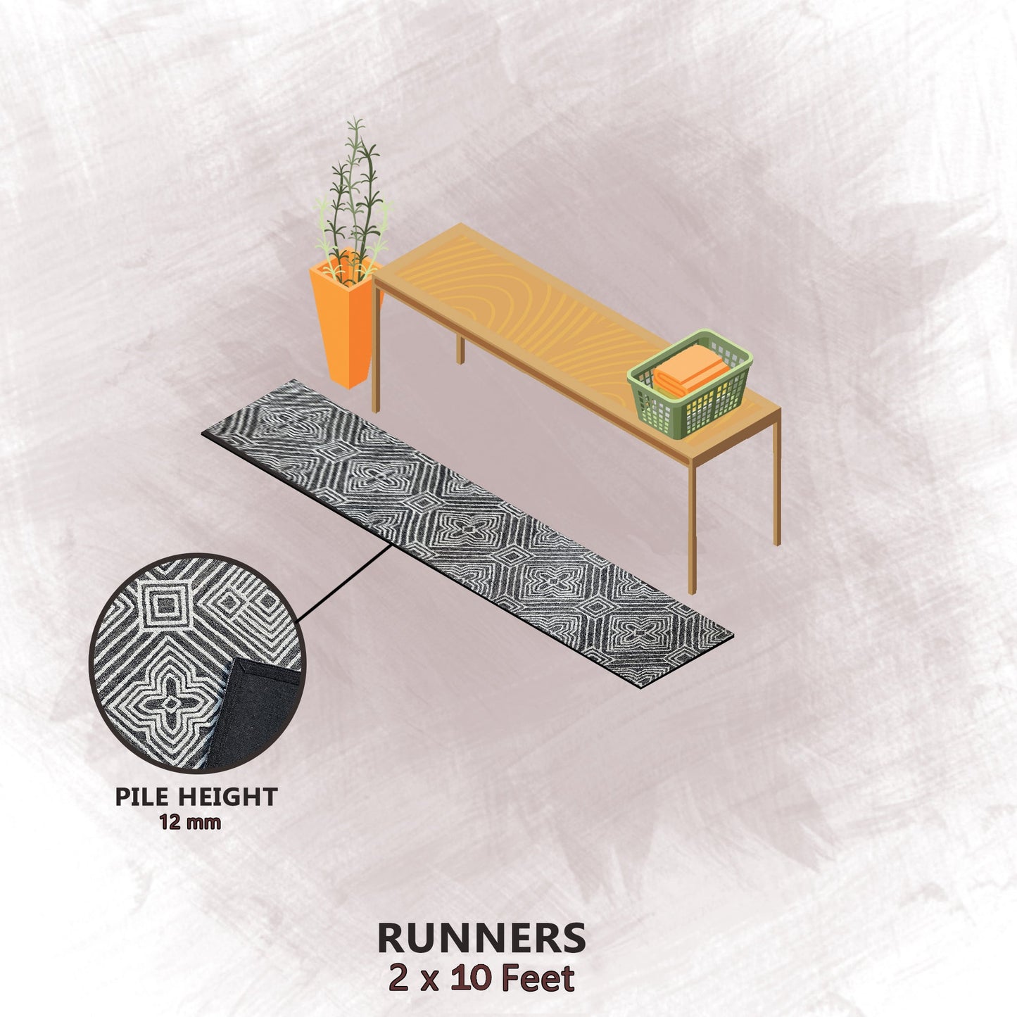 Premium Hand-Tufted Rug Made of 100% Wool - Echos - 2x10 Feet