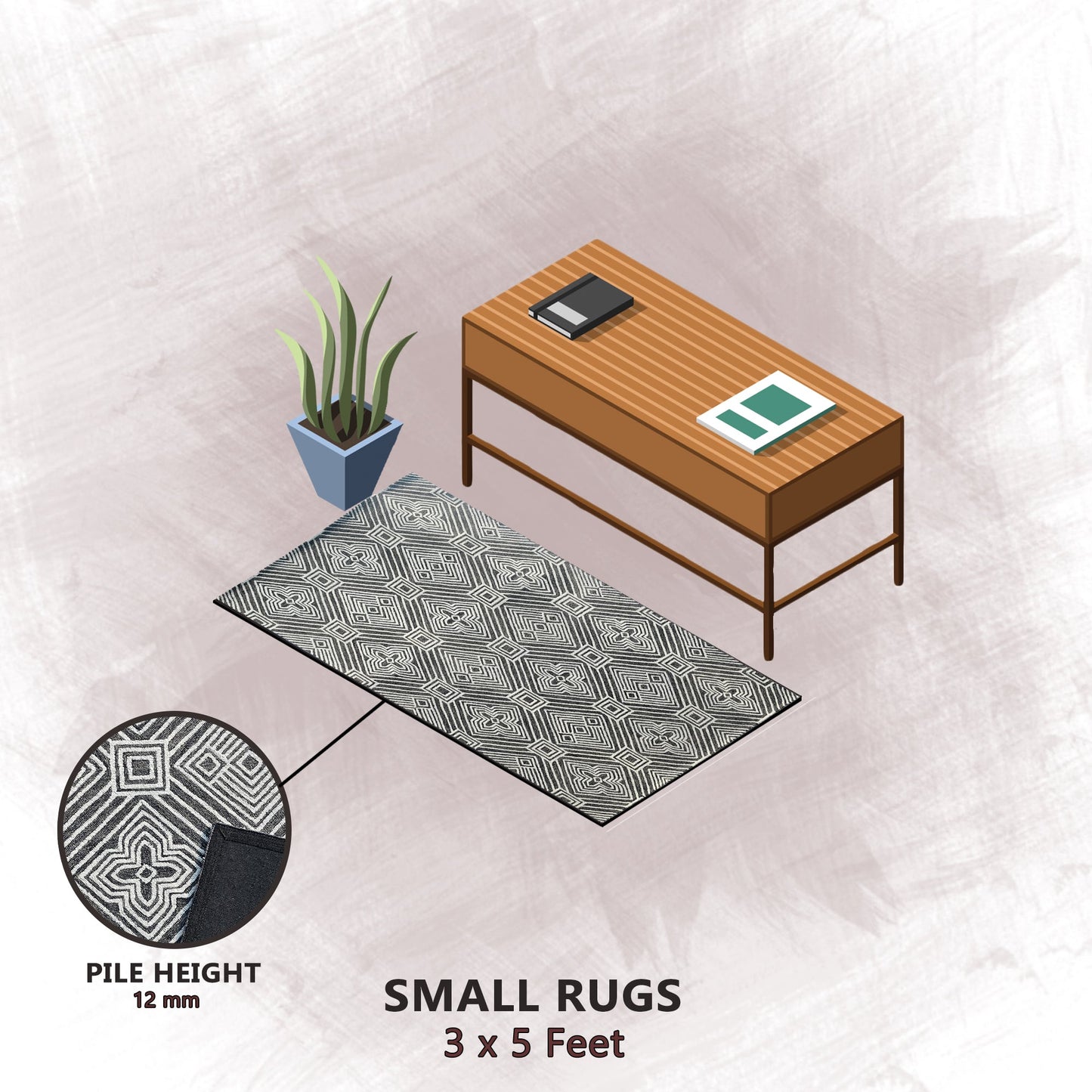 Premium Hand-Tufted Rug Made of 100% Wool - Echos - 3x5 Feet