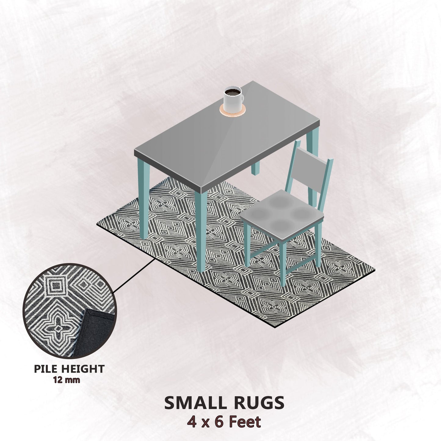 Premium Hand-Tufted Rug Made of 100% Wool - Echos - 4x6 Feet