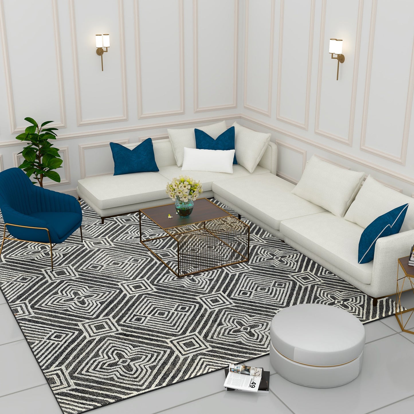 Premium Hand-Tufted Rug Made of 100% Wool - Echos - 9x12 Feet