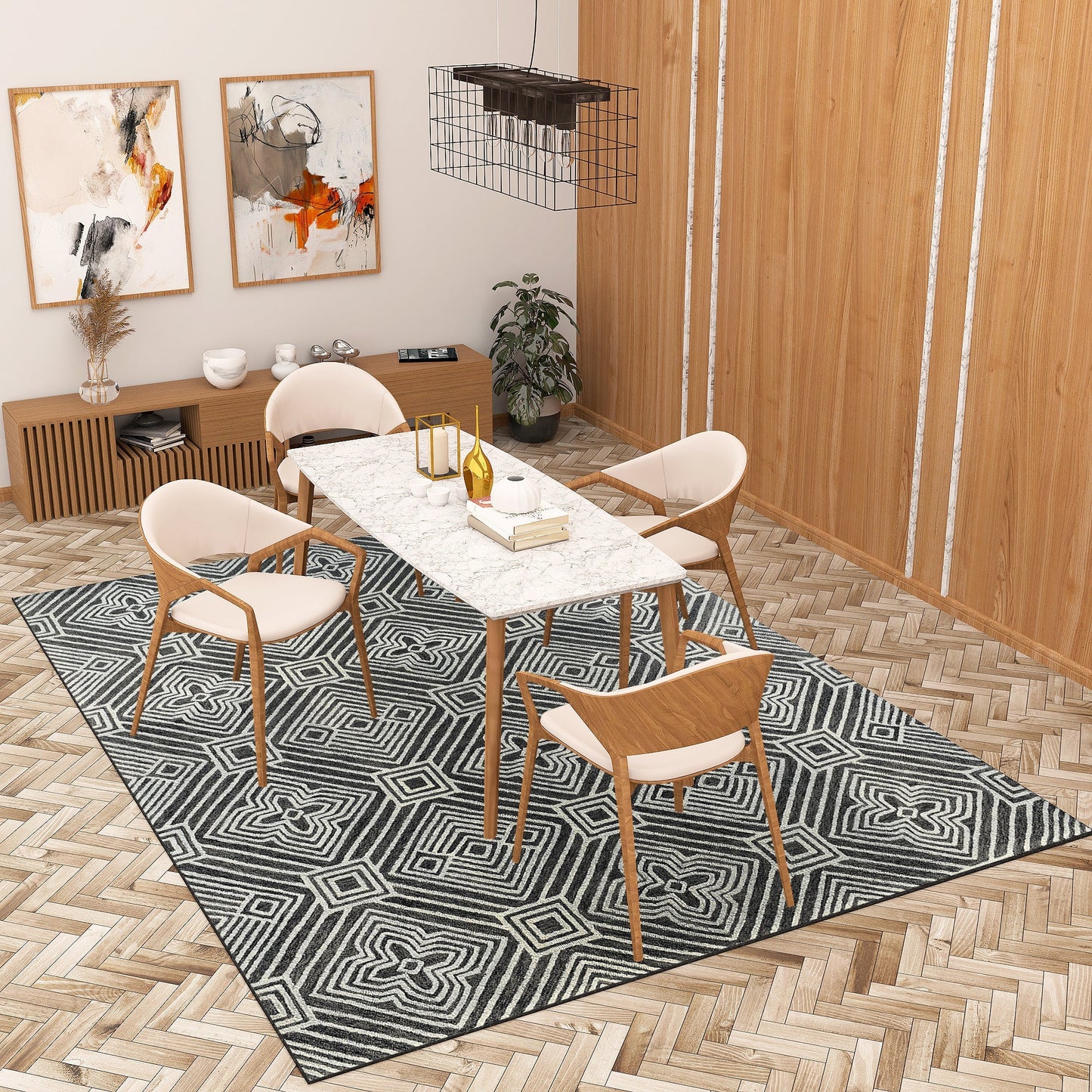 Premium Hand-Tufted Rug Made of 100% Wool - Echos - 9x12 Feet