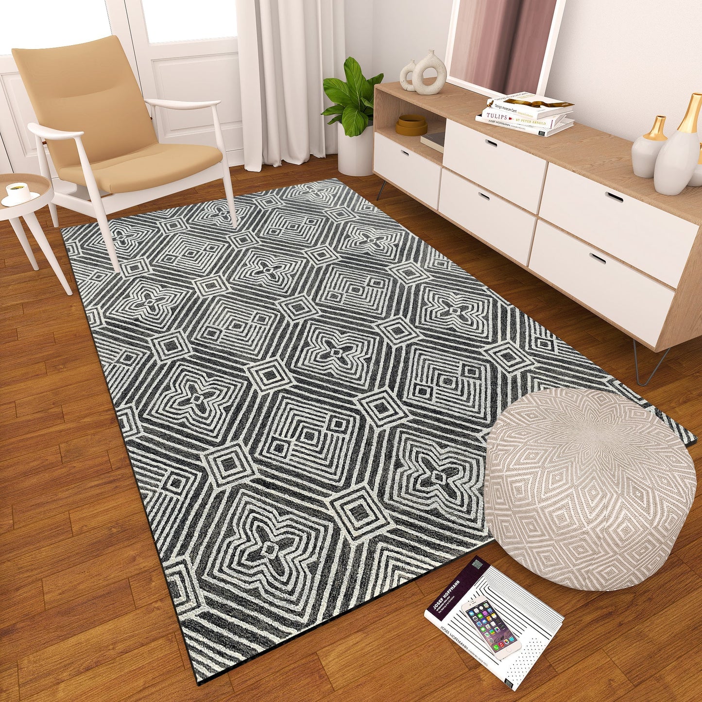 Premium Hand-Tufted Rug Made of 100% Wool - Echos - 3x5 Feet