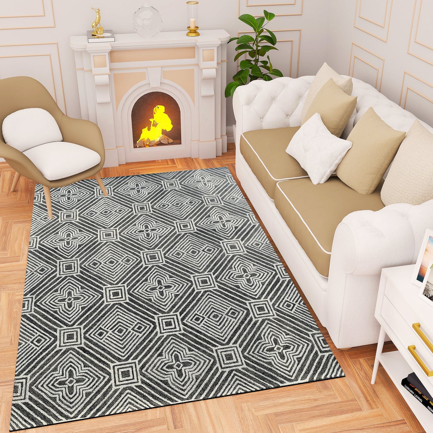 Premium Hand-Tufted Rug Made of 100% Wool - Echos - 3x5 Feet