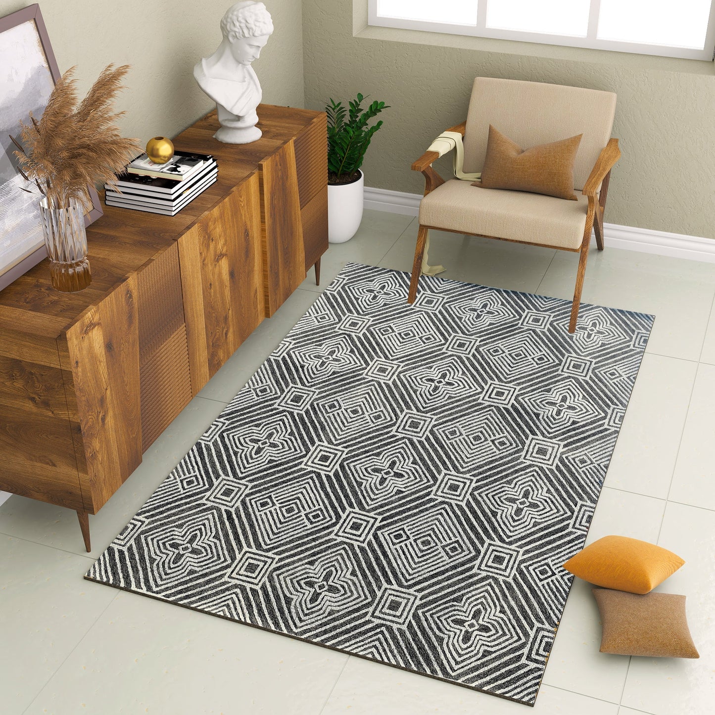 Premium Hand-Tufted Rug Made of 100% Wool - Echos - 3x5 Feet