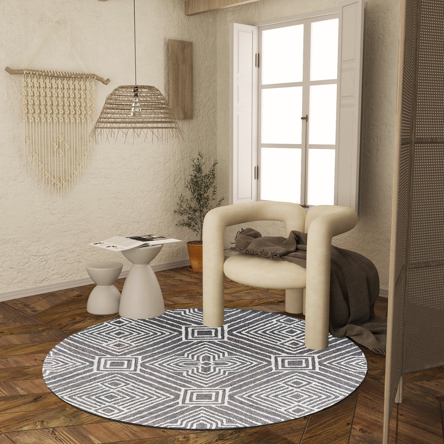 Premium Hand-Tufted Rug Made of 100% Wool - Echos - 5x5 Feet