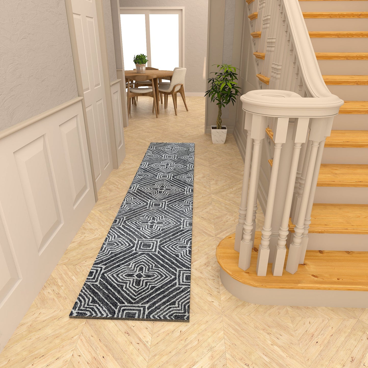 Premium Hand-Tufted Rug Made of 100% Wool - Echos - 2X8 Feet