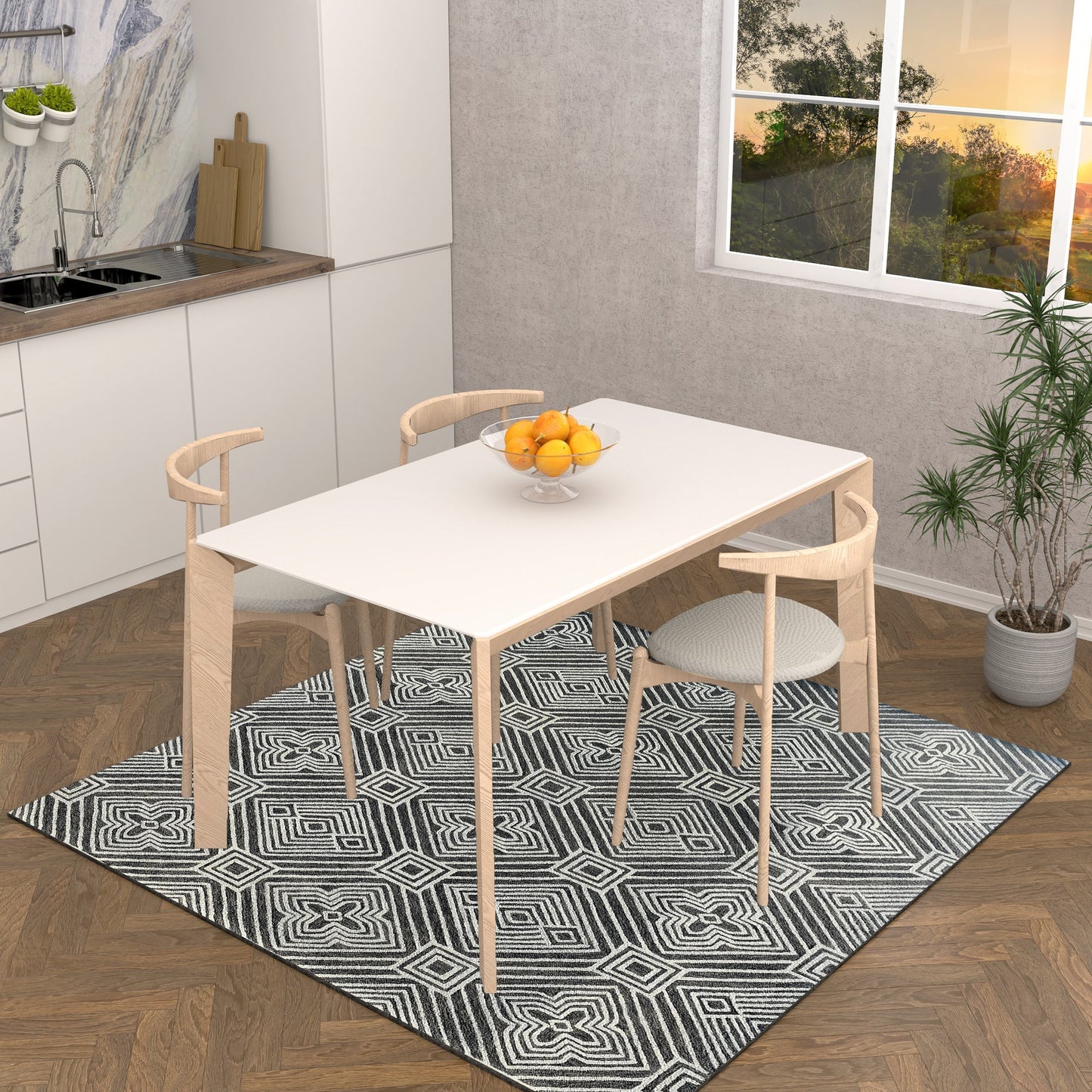 Premium Hand-Tufted Rug Made of 100% Wool - Echos - 6x6 Feet