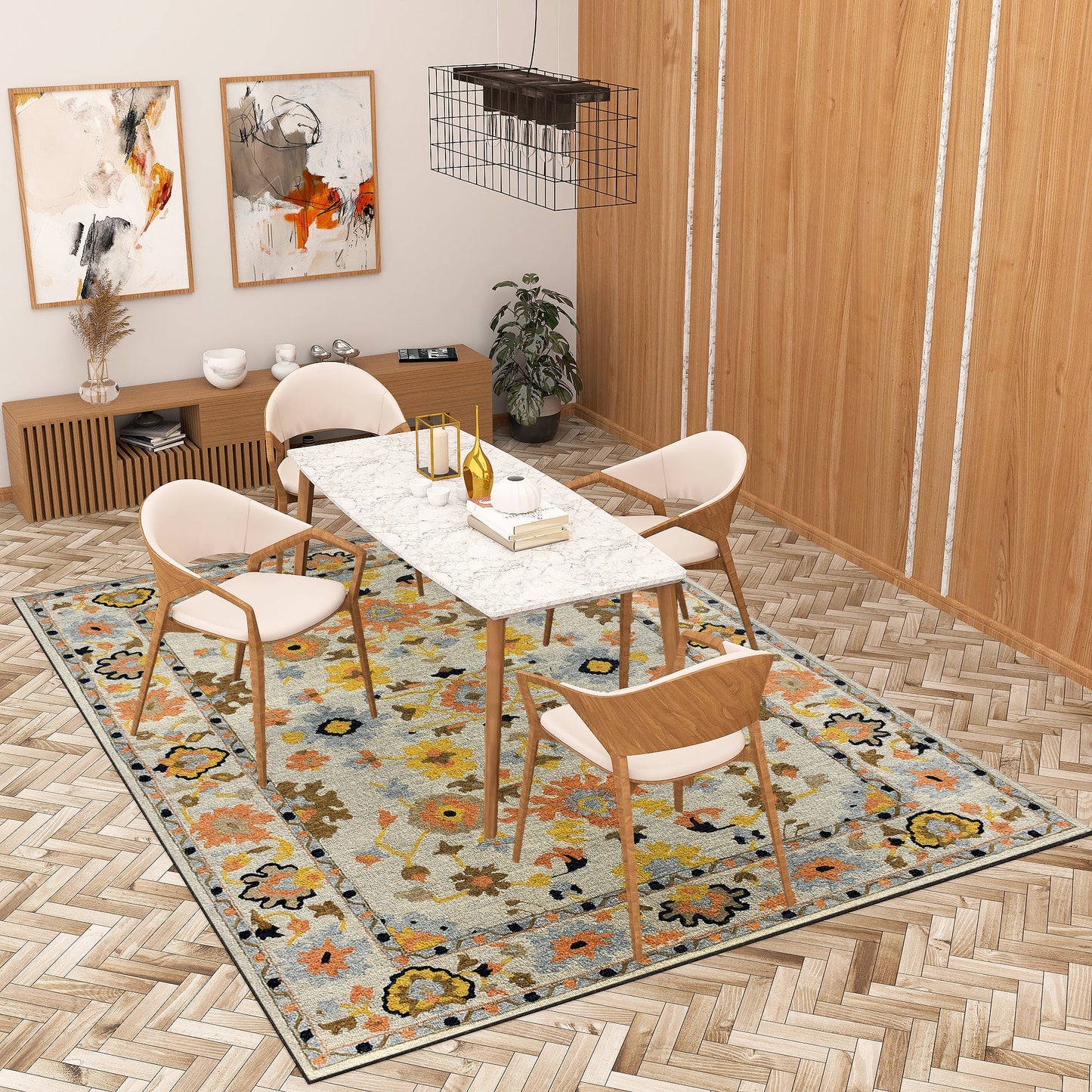 Premium Hand-Tufted Rug Made of 100% Wool - Flora Meadow - 9x12 Feet