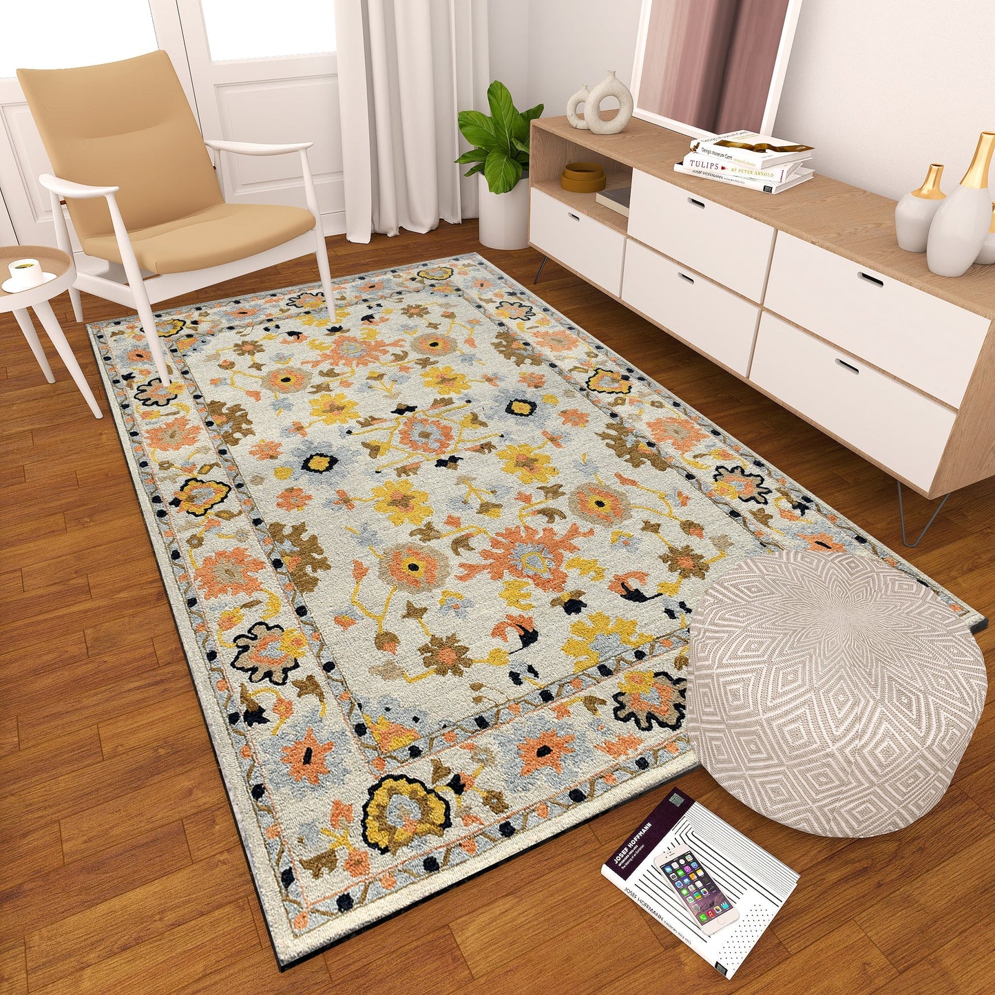 Premium Hand-Tufted Rug Made of 100% Wool - Flora Meadow - 6x9 Feet
