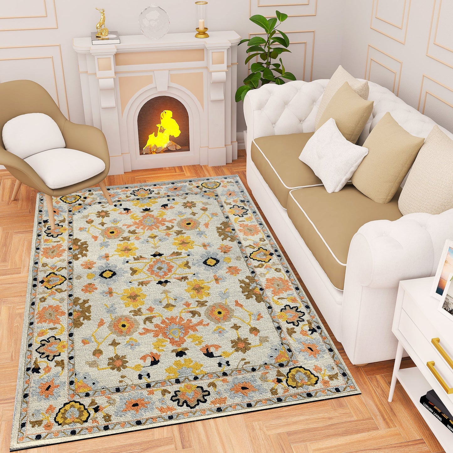 Premium Hand-Tufted Rug Made of 100% Wool - Flora Meadow - 6x9 Feet