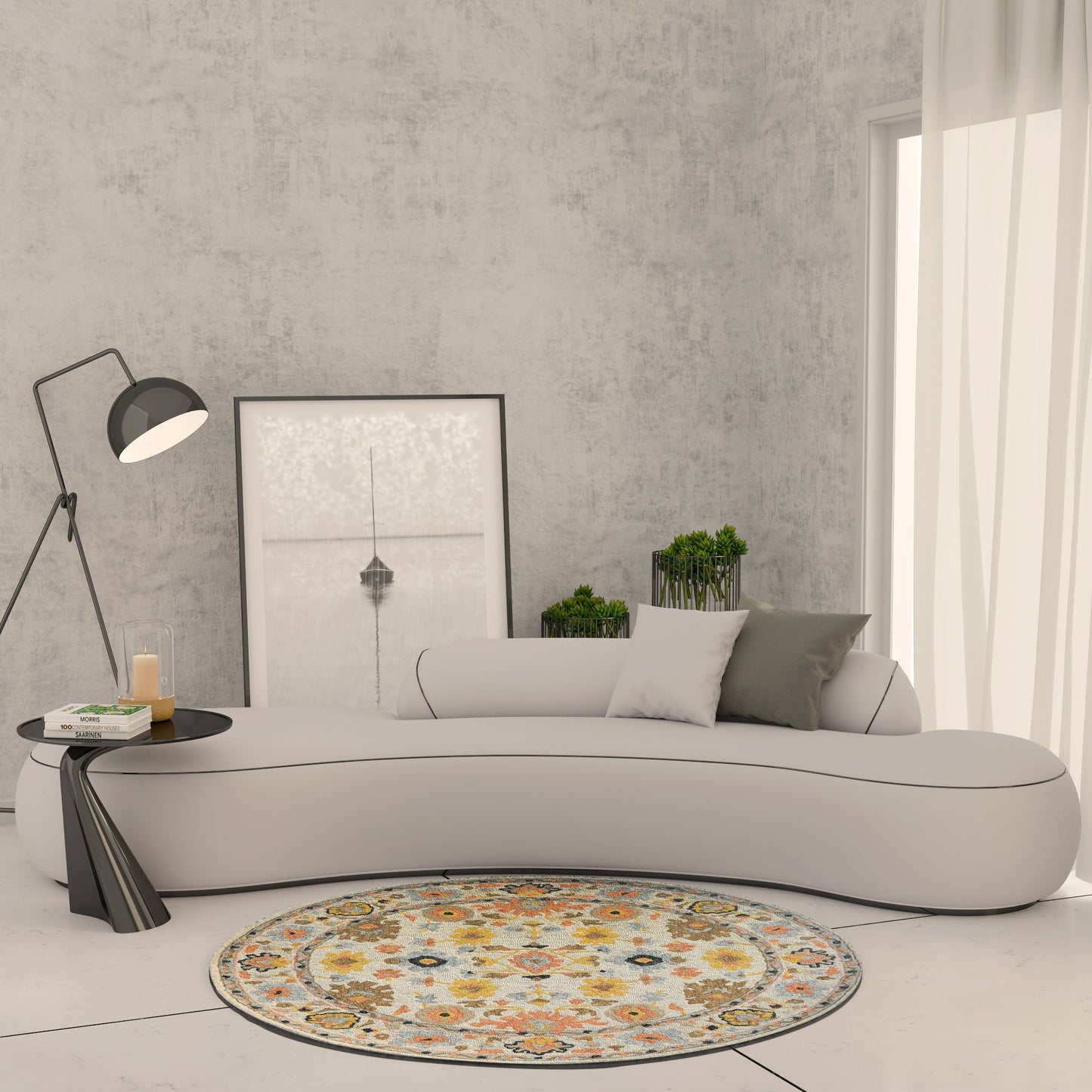 Premium Hand-Tufted Rug Made of 100% Wool - Flora Meadow - 5x5 Feet