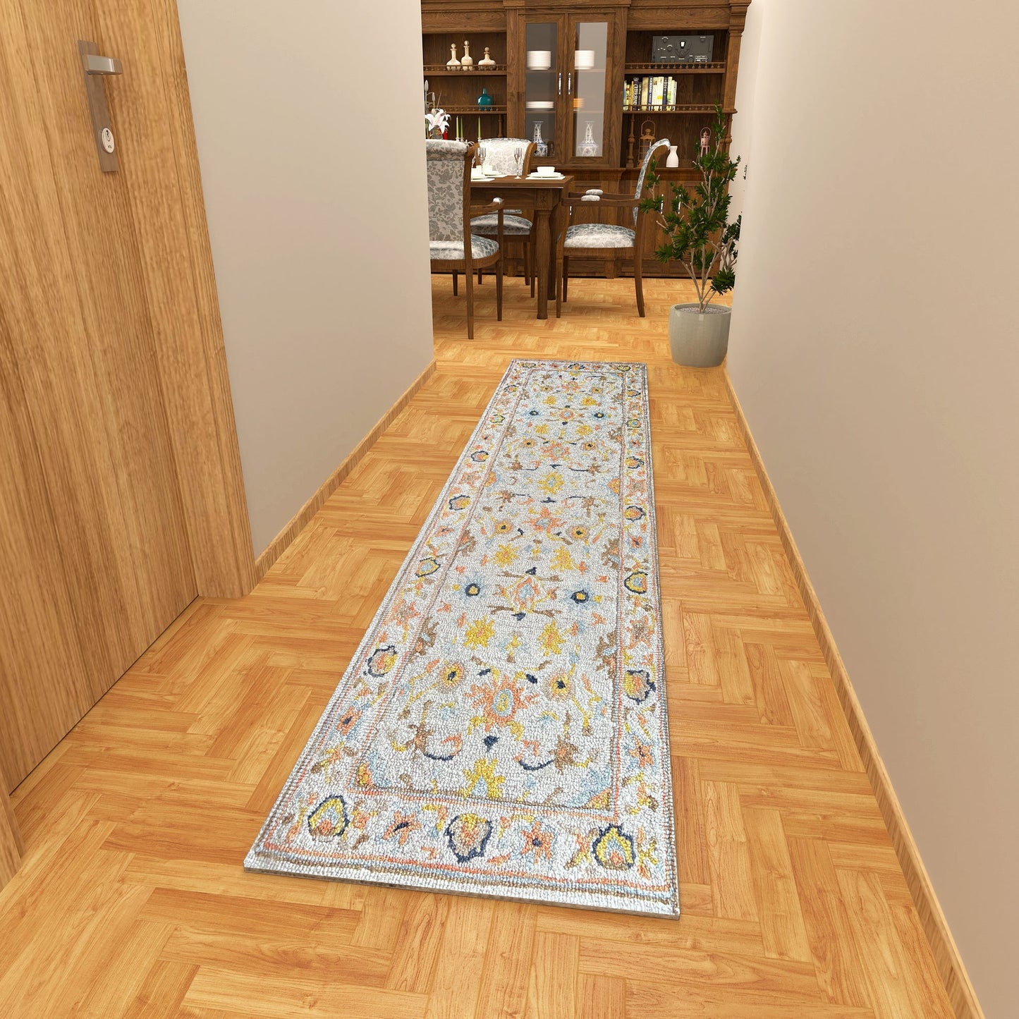 Premium Hand-Tufted Rug Made of 100% Wool - Flora Meadow - 2x10 Feet