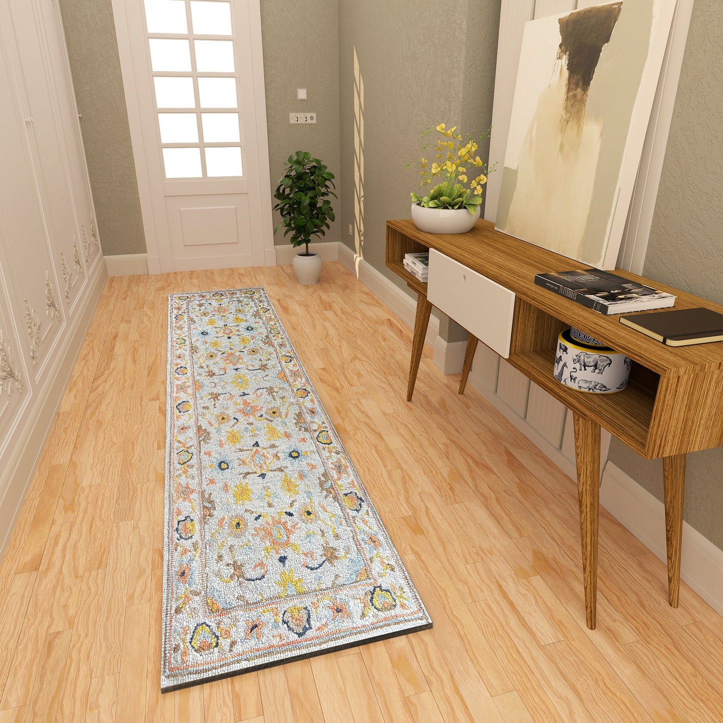 Premium Hand-Tufted Rug Made of 100% Wool - Flora Meadow - 2x10 Feet