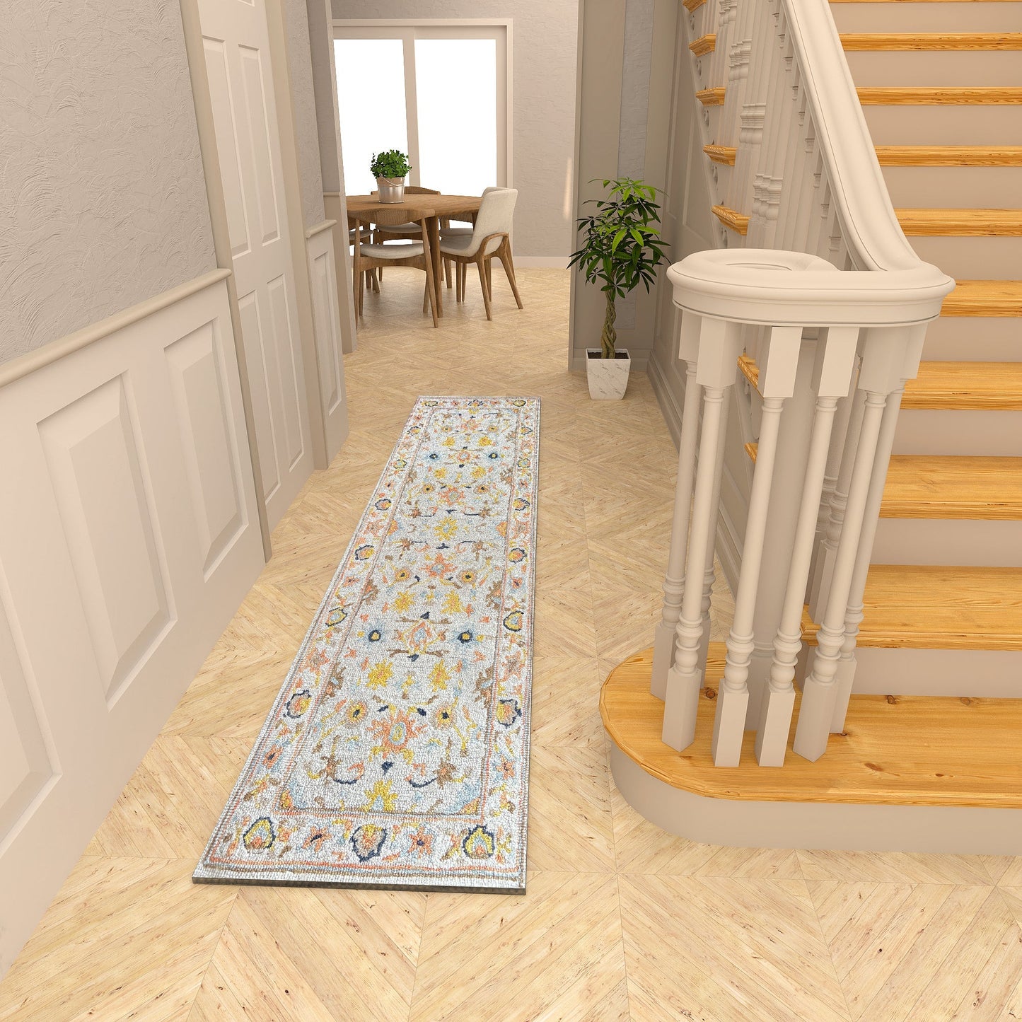 Premium Hand-Tufted Rug Made of 100% Wool - Flora Meadow - 2x10 Feet
