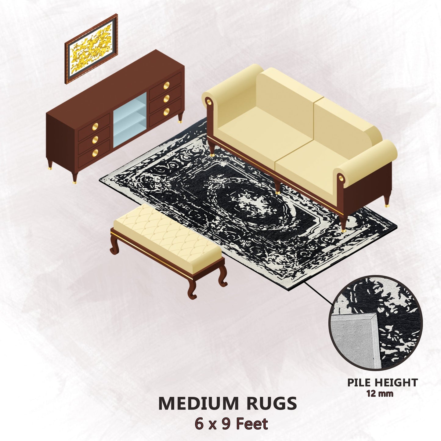 Premium Hand-Tufted Rug Made of 100% Wool - Giovanni - 6x9 Feet